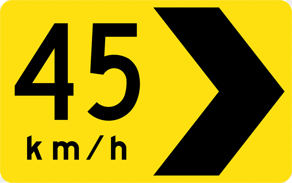 V110 Curve Marker With Advisory Speed Right Used In Victoria Clipart, Symbol, Text, Sign, Number Free Png Download