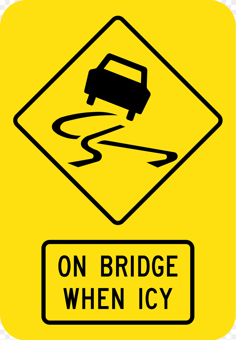 V129 Slippery Road On Bridge When Icy Used In Victoria Clipart, Sign, Symbol, Road Sign Free Png