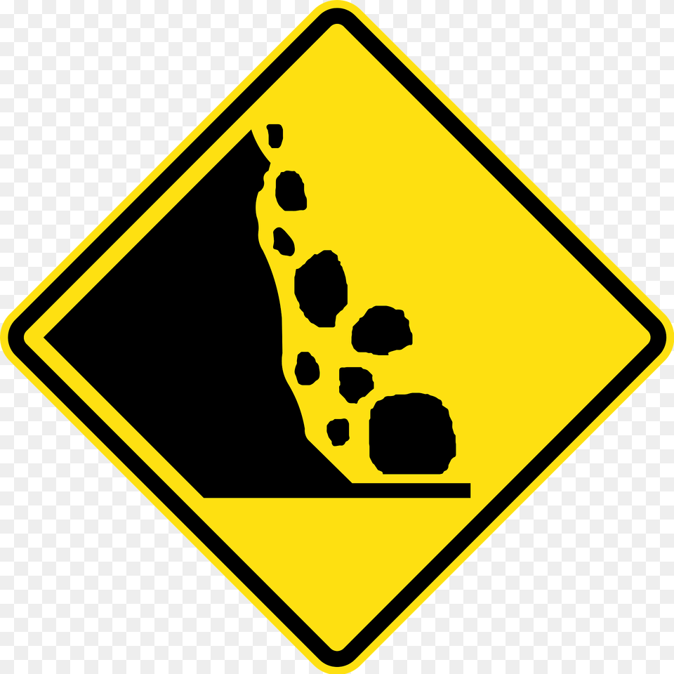 V132 Falling Rocks Left Used In Victoria Clipart, Sign, Symbol, Road Sign, Blackboard Free Png