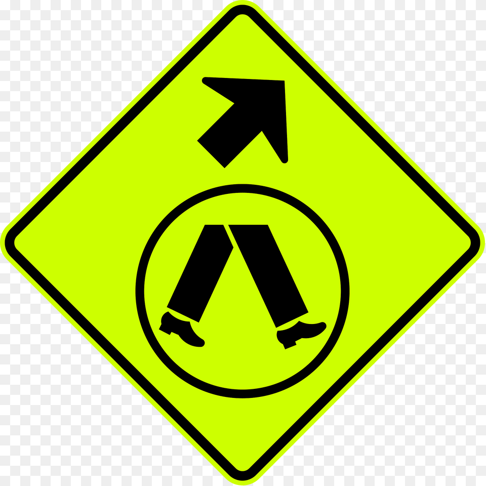 V2 1 Pedestrian Crossing Ahead On Side Road Veer Right Used In Victoria Clipart, Sign, Symbol, Road Sign Free Png Download
