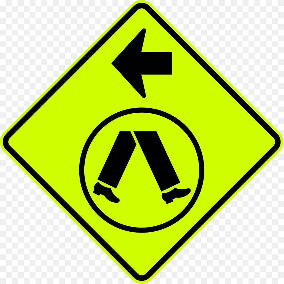 V2 2 Pedestrian Crossing Ahead On Side Road Turn Left Used In Victoria Clipart, Sign, Symbol, Road Sign Free Png Download
