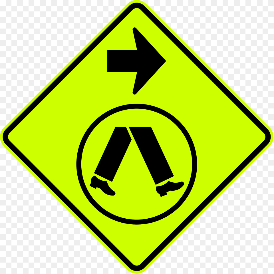 V2 2 Pedestrian Crossing Ahead On Side Road Turn Right Used In Victoria Clipart, Sign, Symbol, Road Sign Free Png Download