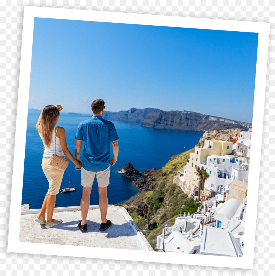 Vacation Packages Trips With Airfare Vacation Bundles Santorini, Shorts, Clothing, Woman, Man Png Image