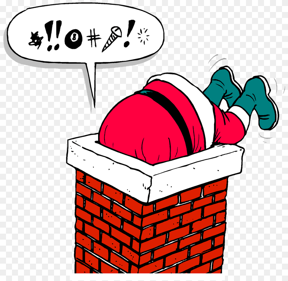 Vacation Santa Chimney Stuck Christmas, Brick, Book, Comics, Publication Free Png Download