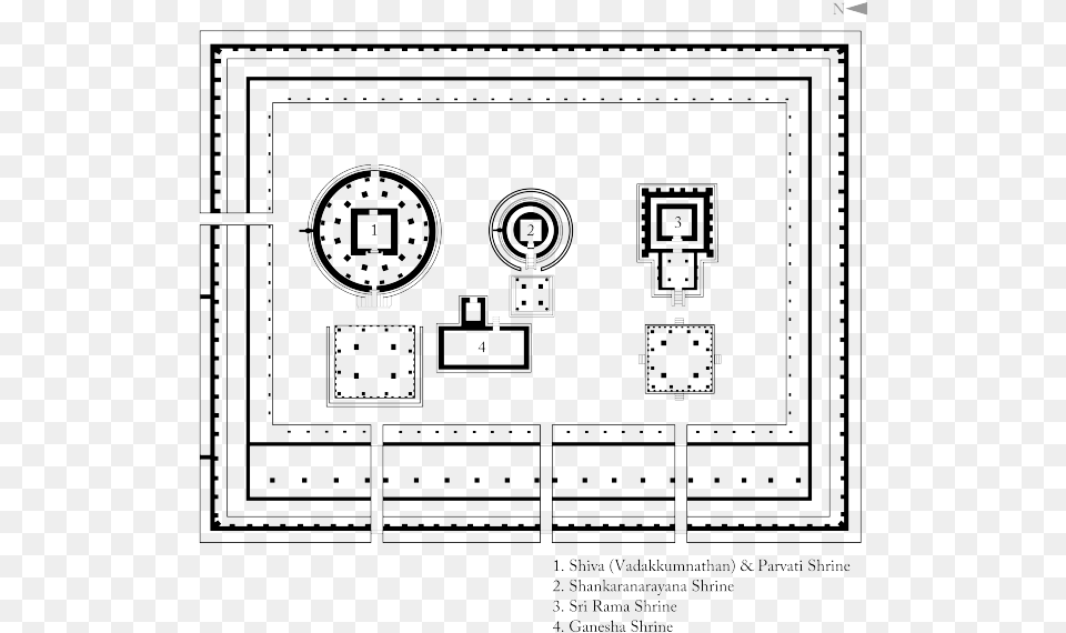 Vadakkumnathan Plan Sanctum Sanctorum Plan Vadakkunnathan Temple Thrissur, Diagram, Computer Hardware, Electronics, Hardware Png