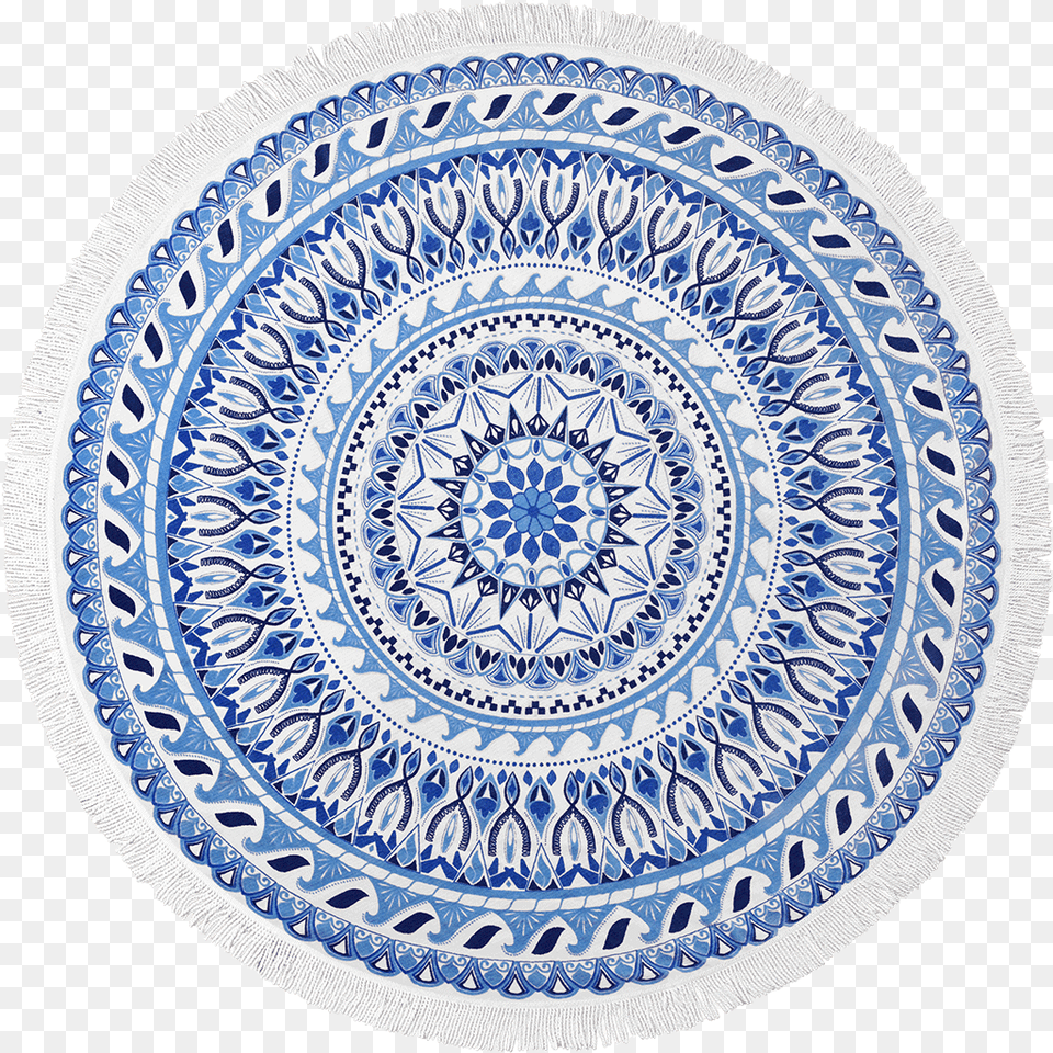 Vagabond Round Beach Towel In Blue And White By Vagabond 787 Degree Wheel, Home Decor, Plate, Rug Free Png