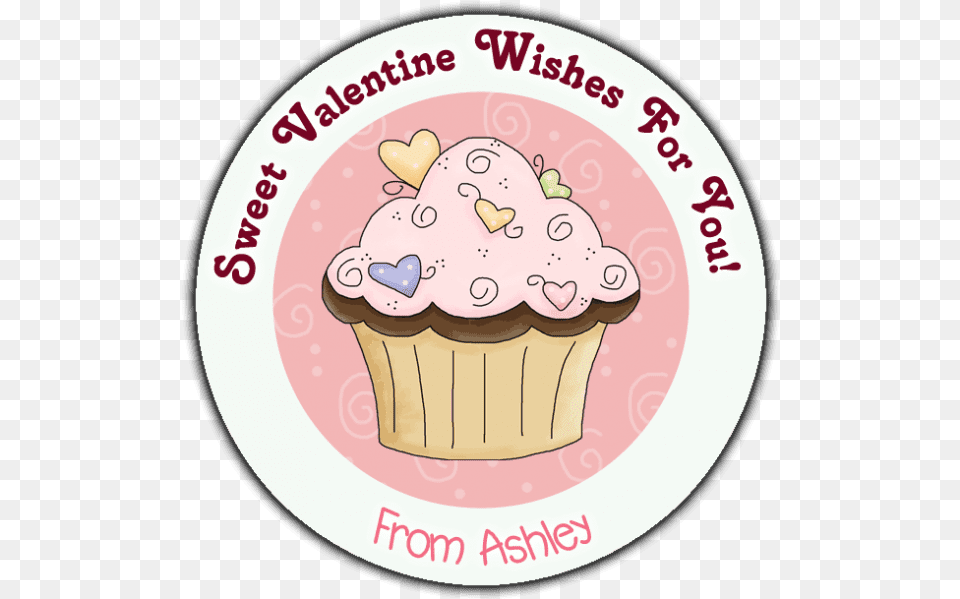 Valentine Candy Hearts Cupcake Round Stickers Primfection Designs City Of Santa Fe, Cake, Cream, Dessert, Food Png Image