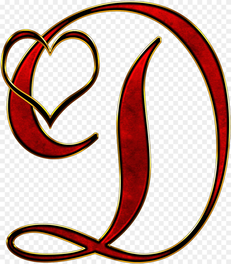 Valentine Capital Letter D Transparent Stickpng D Letter Image Calligraphy, Handwriting, Text, Symbol Free Png Download