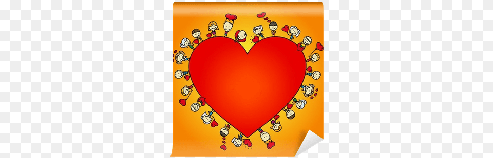 Valentine Card Frame Of Doodle Children With Love Hearts Love, Heart Free Png