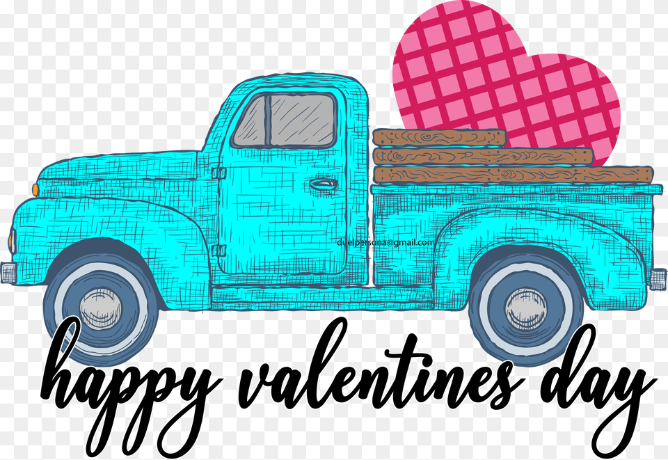 Valentine Clipart Truck Happy Valentines Day Truck, Pickup Truck, Transportation, Vehicle, Car Free Transparent Png