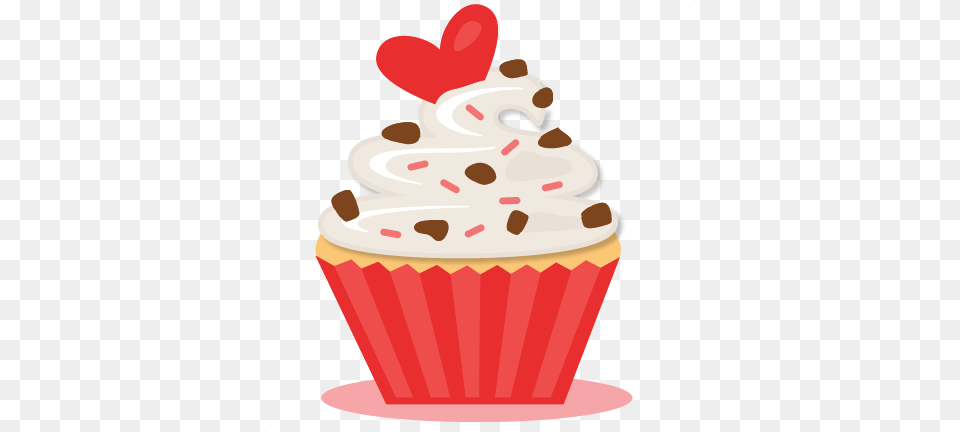 Valentine Cupcake Banner Stock Valentine Cupcake Clipart, Cake, Cream, Dessert, Food Png Image