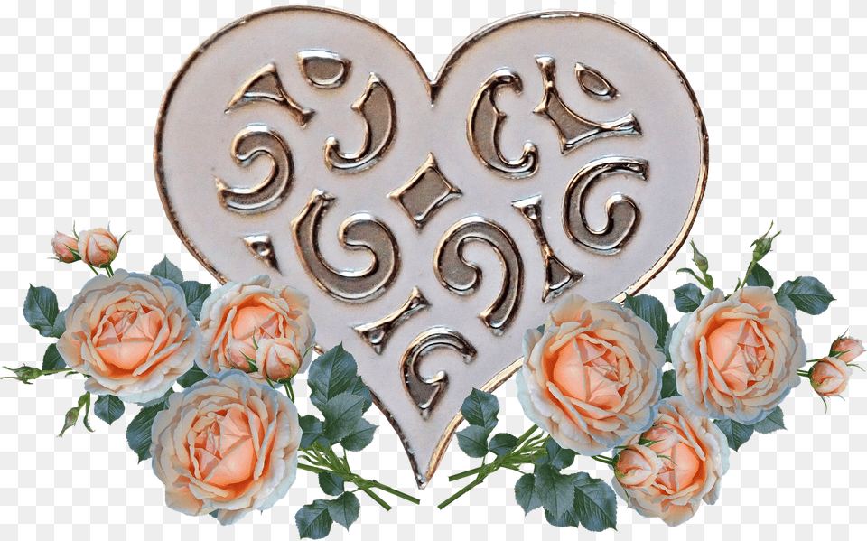 Valentine Heart Roses Fioletowe Kwiaty I Serce, Flower, Plant, Rose, Symbol Free Transparent Png