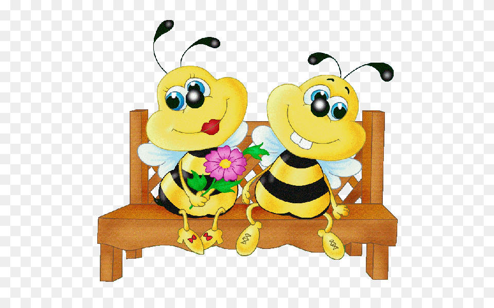 Valentine Love Bees, Furniture, Animal, Bee, Insect Png