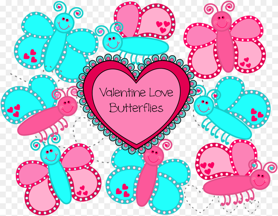 Valentine Love Butterflies U2013 8 And Heart Trails Valentines Day Butterfly Clipart Png