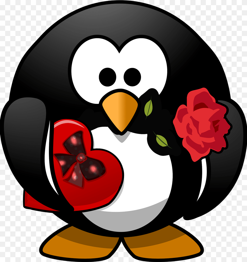 Valentine Penguin Clipart, Flower, Plant, Rose, Animal Png Image