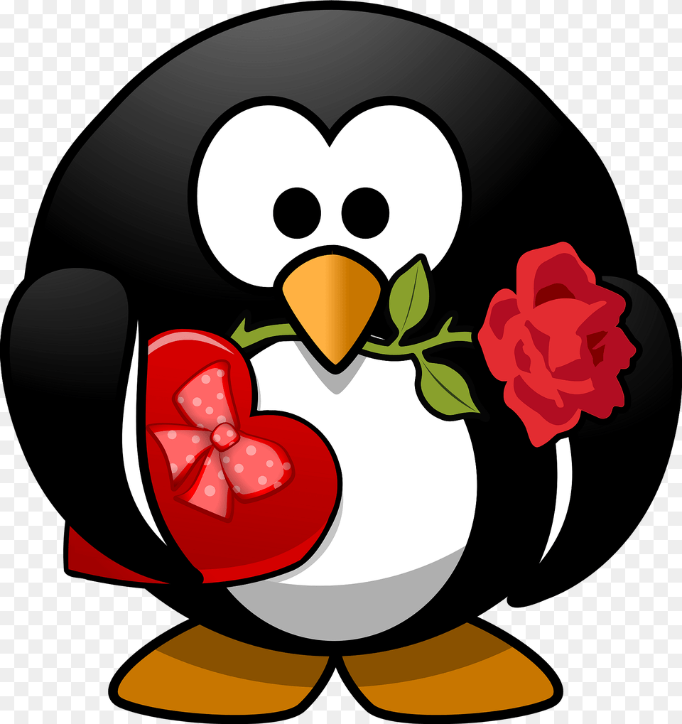 Valentine Penguin Clipart, Flower, Plant, Rose, Animal Png