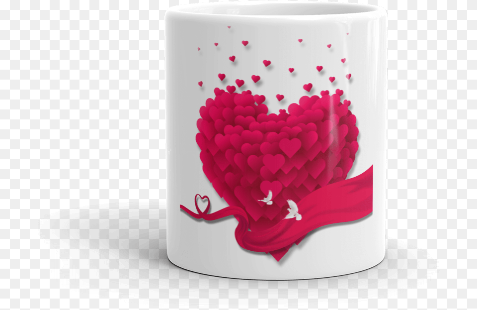 Valentine S Day Gift Romantic Pink Love 3d Heart, Pottery, Art, Porcelain, Cup Png Image