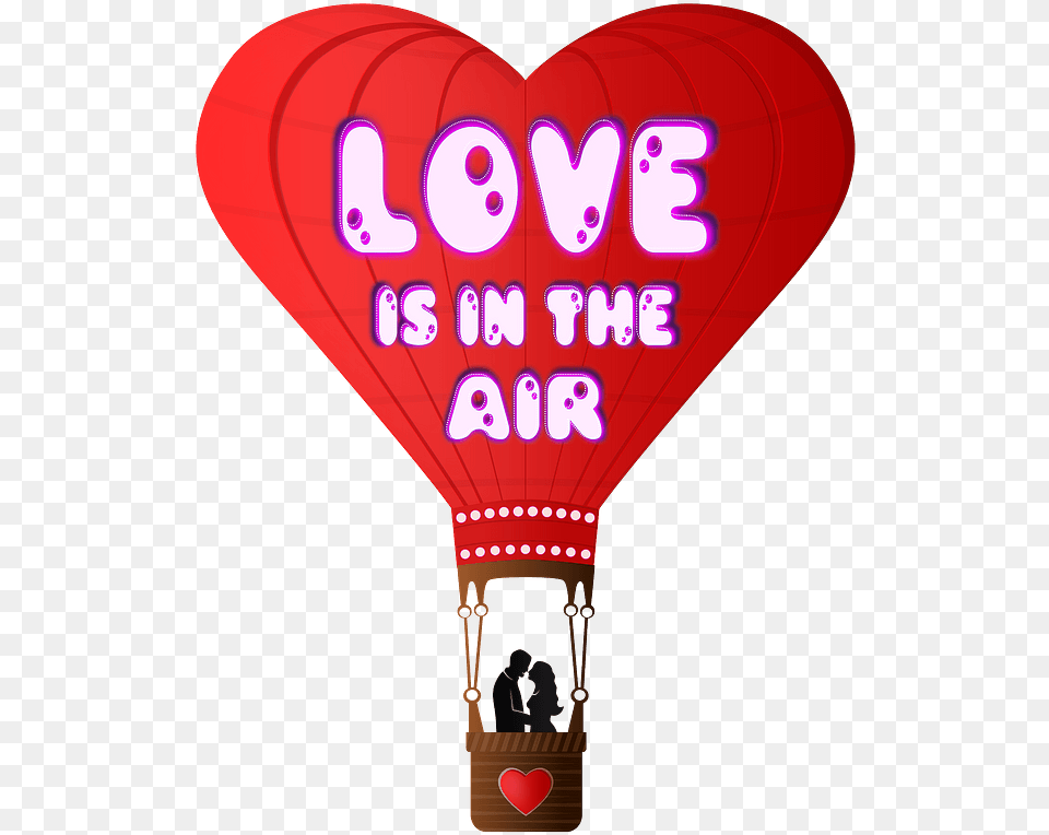 Valentinequots Day Hot Air Balloon Clipart Lovers In The Air, Aircraft, Hot Air Balloon, Transportation, Vehicle Png