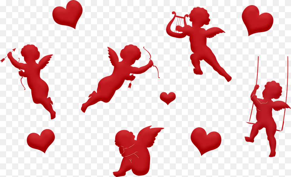 Valentines Cupid, Baby, Person, Heart Free Png Download