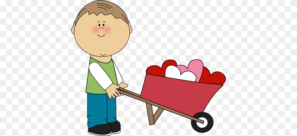 Valentines Day Clip Art Free Boy Pushing Wheelbarrow Of Hearts, Baby, Person, Dynamite, Weapon Png