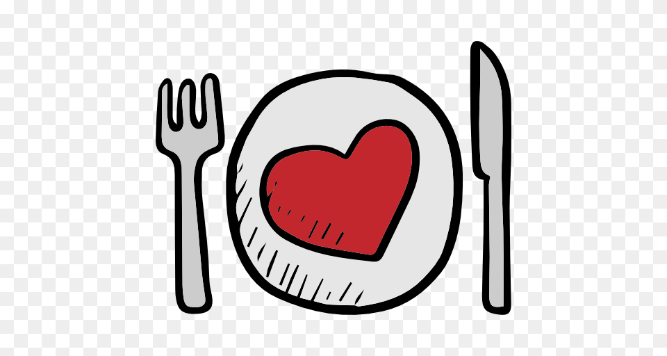 Valentines Day Dish Cutlery Plate Restaurant Tools, Fork, Heart Free Png Download
