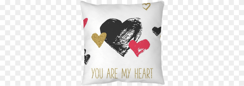 Valentines Day Greeting Card With Hand Drawn Hearts Greeting Card, Cushion, Home Decor, Pillow, Head Png Image