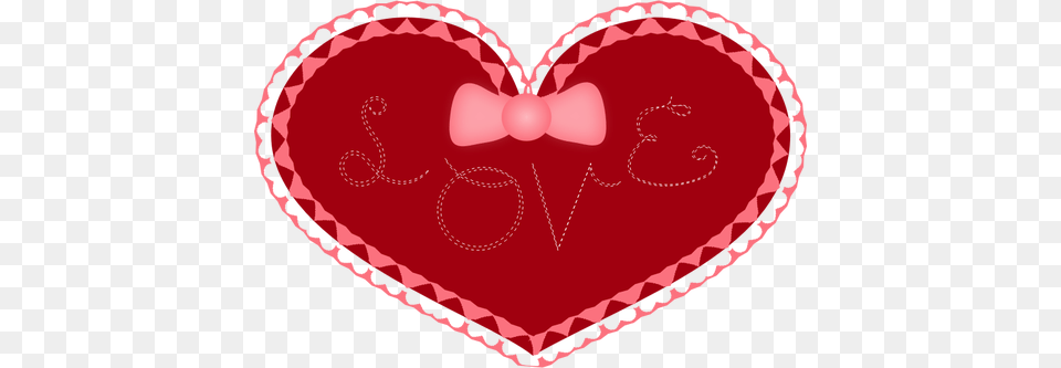 Valentines Day Heart With Lace And Love Stitched On It Vector Png Image