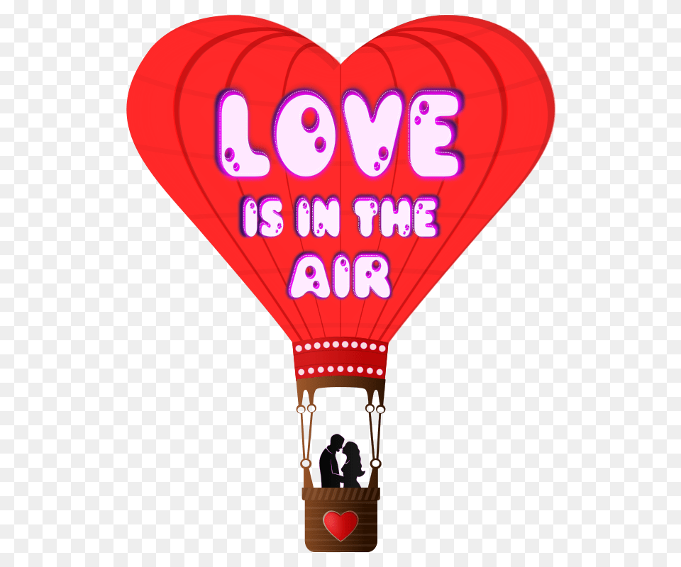 Valentines Day Love Is In The Air, Aircraft, Hot Air Balloon, Transportation, Vehicle Free Png