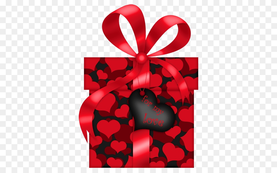 Valentines Day Red And Black Gift With Hearts Clipart Picture, Dynamite, Weapon Free Png Download