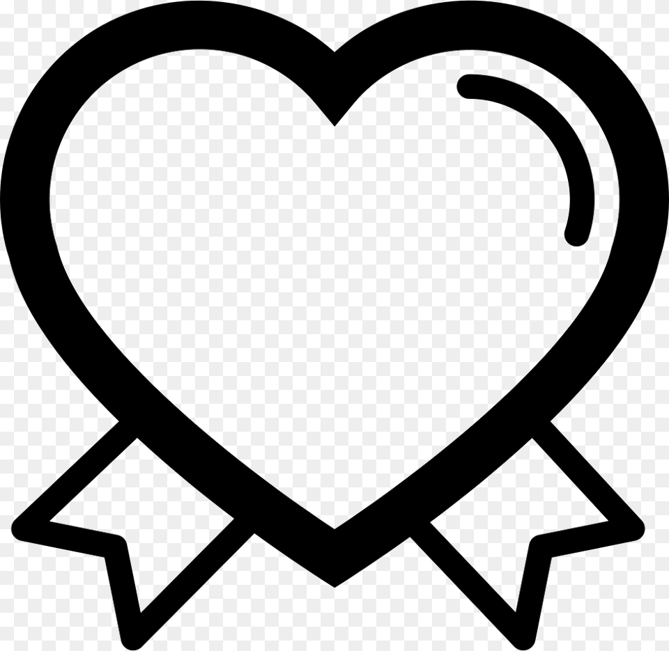 Valentines Heart Outline Shape With Ribbon Tails Couple Random Shapes And Symbols, Stencil Free Png Download