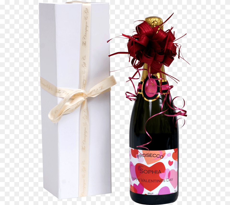 Valentines Prosecco In White Presentation Box Glass Bottle, Alcohol, Beverage, Liquor, Wine Free Png Download