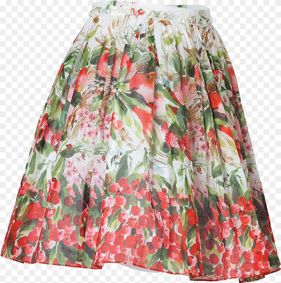 Valentino Red Black Cherry Multi Watercolor Print Cotton Clothing, Skirt, Miniskirt Png