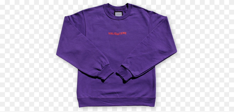 Validate Me Deep Purple Crewneck Clr Crew Neck, Clothing, Knitwear, Long Sleeve, Sleeve Png