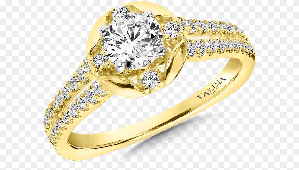 Valina Diamond Engagement Ring Mounting In 14k Yellow Engagement Ring, Accessories, Gold, Jewelry, Gemstone Free Png Download