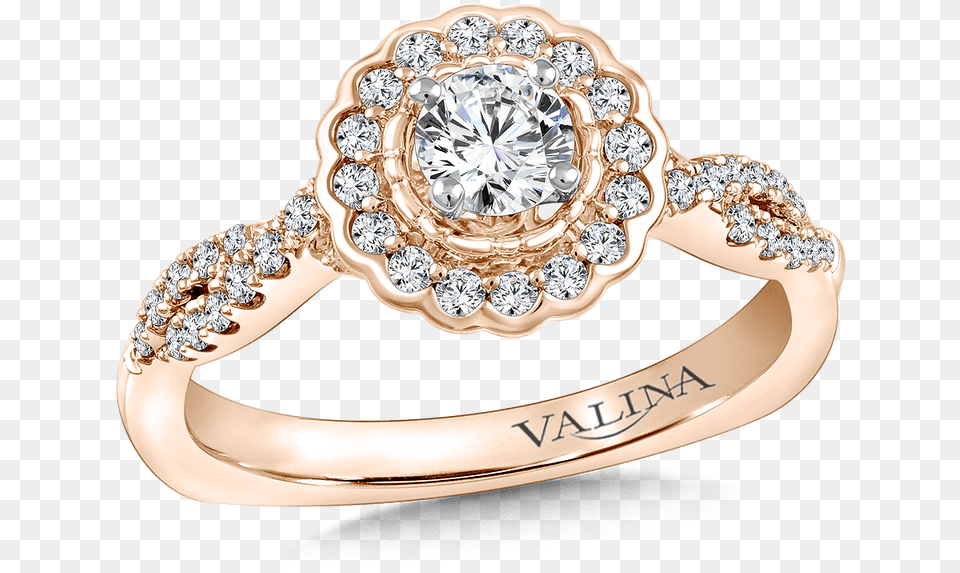Valina Halo Engagement Ring Mounting In 14k Rose Gold White Round Cut Cvd Diamond Halo Infinity Ring, Accessories, Gemstone, Jewelry Png