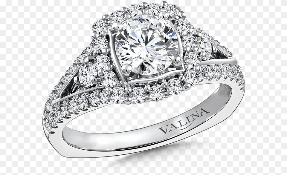 Valina Halo Engagement Ring Mounting In 14k White Gold White Gold Diamond Ring Designs, Accessories, Gemstone, Jewelry, Silver Png