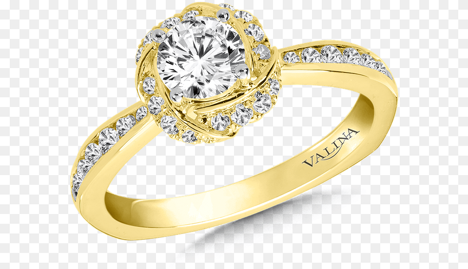 Valina Halo Engagement Ring Mounting In 14k Yellow Gold 29 Engagement Ring, Accessories, Jewelry, Diamond, Gemstone Free Transparent Png