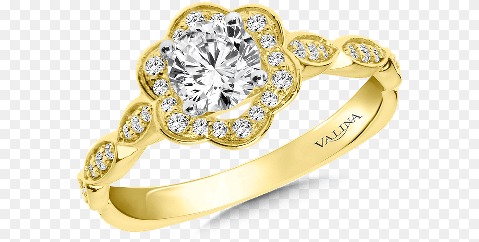 Valina Halo Engagement Ring Mounting In 14k Yellow Pre Engagement Ring, Accessories, Diamond, Gemstone, Gold Free Transparent Png