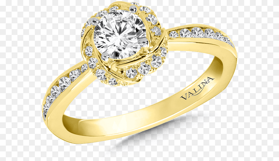 Valina Halo Engagement Ring Mounting In 14k Yellow Pre Engagement Ring, Accessories, Jewelry, Diamond, Gemstone Free Png