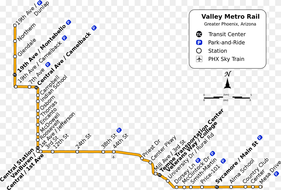Valley Metro Light Rail Map Free Transparent Png