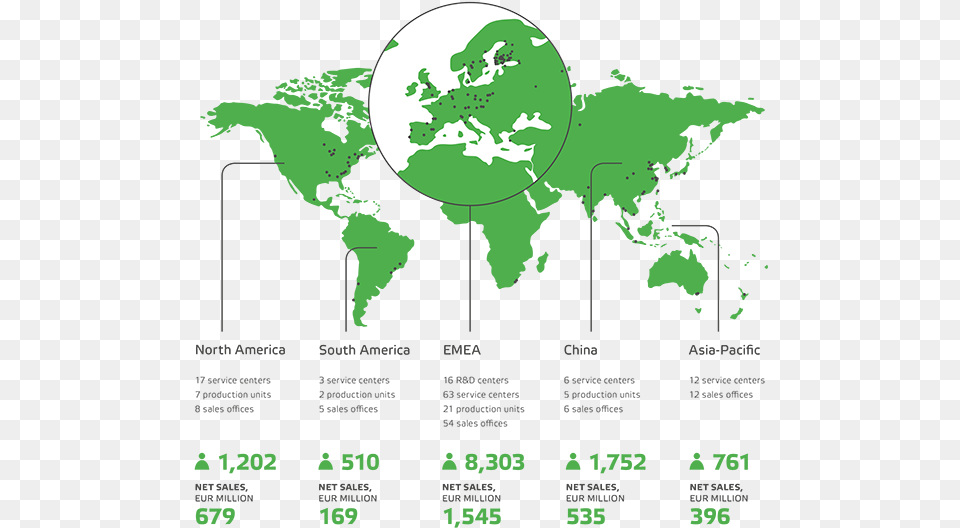 Valmet Is Organized Around Four Business Lines And Transparent Clipart World Map, Chart, Green, Plot, Person Png