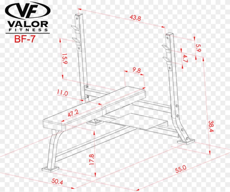 Valor Athletics Bf7 Bench Press Dimensions Bench Press Rack Dimensions, Diagram Free Png Download