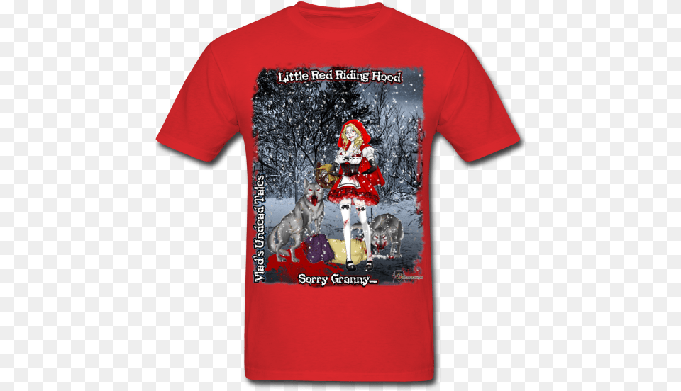 Vamp Little Red Riding Hood Men39s Tee By Enforcer Designs T Shirt, T-shirt, Clothing, Person, Girl Free Png Download