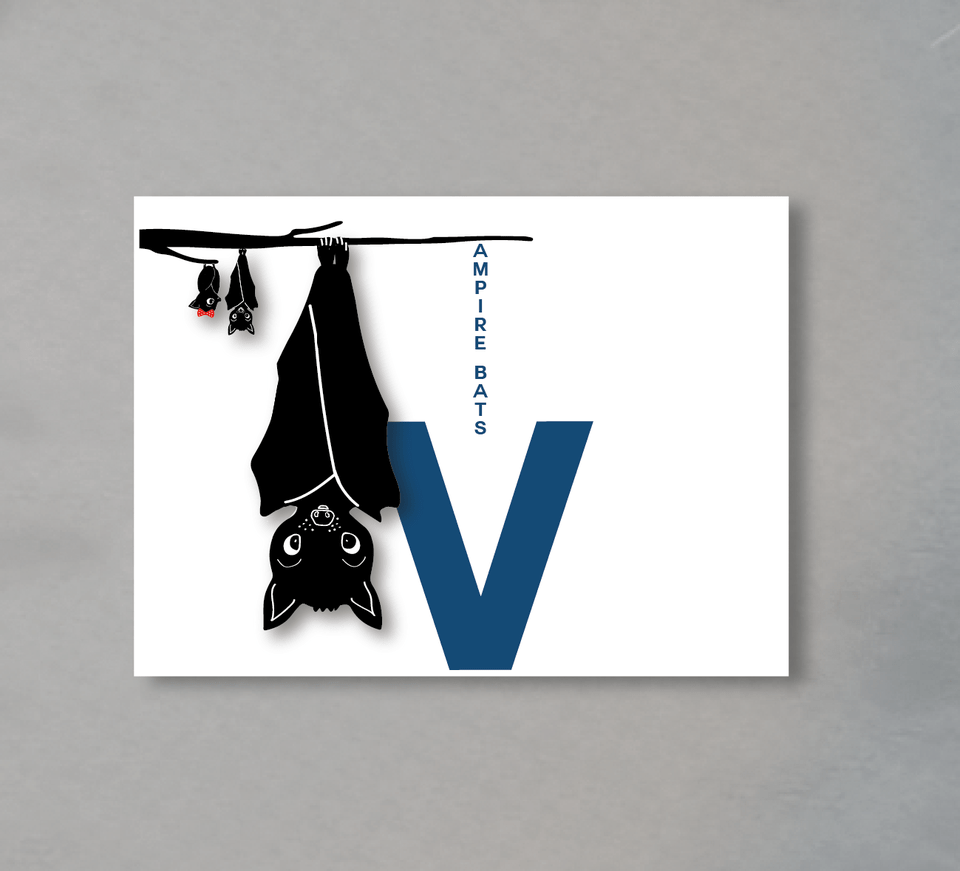 Vampire Bat Alphabet Alphabetimal Letter V Card, People, Person Png Image