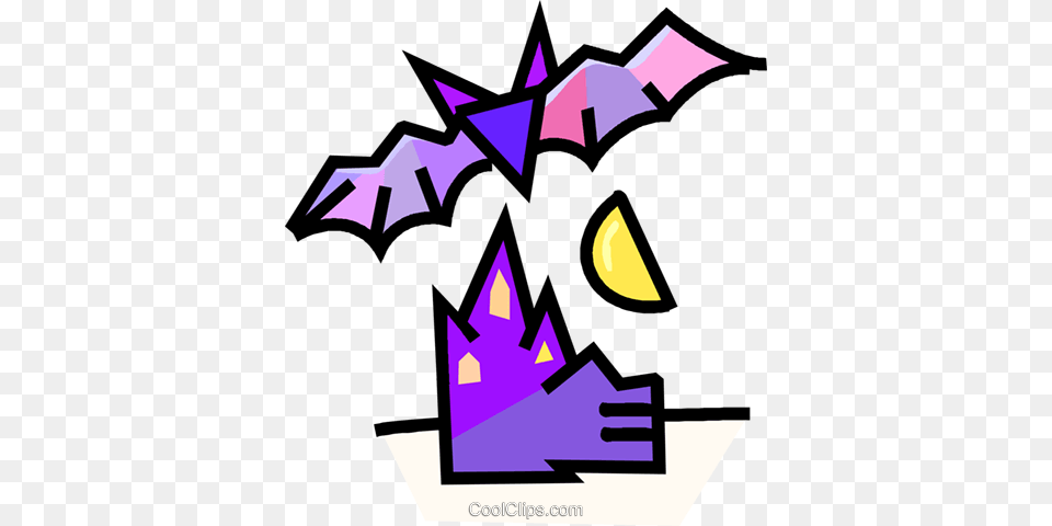 Vampire Bat With A Haunted House Royalty Vector Clip Art, Symbol, Dynamite, Weapon, Purple Free Transparent Png