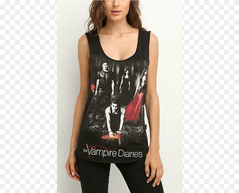 Vampire Diaries Damen T Shirts, Tank Top, Clothing, Adult, Person Png
