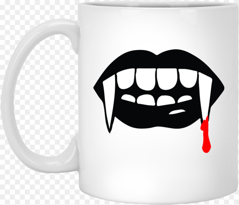 Vampire Fangs Halloween White Mug Vampire Mouth Clipart, Cup, Beverage, Coffee, Coffee Cup Png