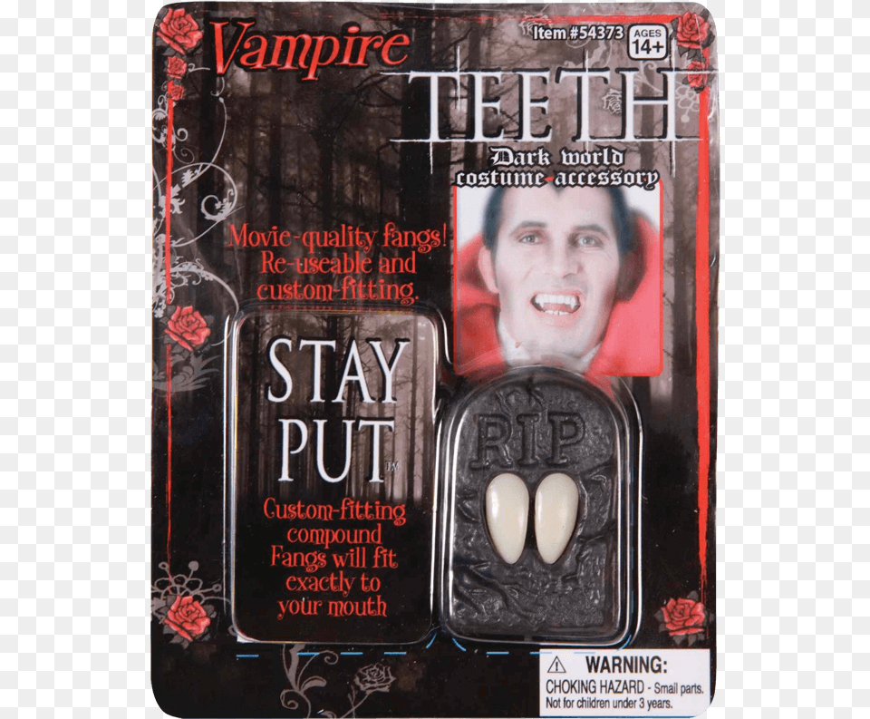 Vampire S Stage Fangs Put On Vampire Teeth, Book, Publication, Adult, Face Png