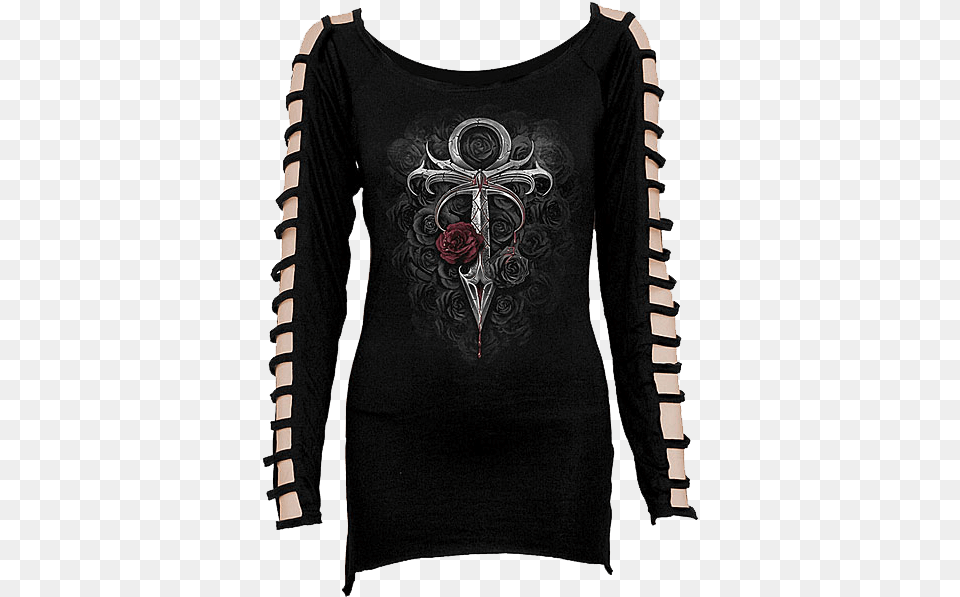 Vampires Kiss Womens Open Sleeve Shirt T Shirt Damen Rmel Cut Outs, Clothing, Long Sleeve, T-shirt, Coat Free Png Download