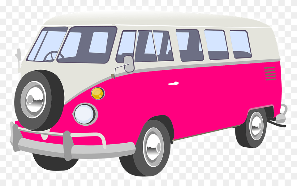 Van Camper Pink Vector Graphic On Pixabay Pink Van Clipart, Bus, Caravan, Minibus, Transportation Png